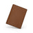 Full view of luxury light brown saffiano passport wallet for private label branding at HIRAM BERON leather atelier.