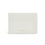 White epsom leather cardholder with 'Horologii' branding on a white background