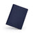 Full view of navy blue premium saffiano passport wallet for private label branding at HIRAM BERON leather goods factory.