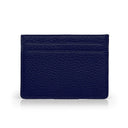 Navy blue leather cardholder on a white background