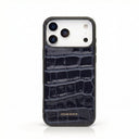 navy blue crocodile pattern iphone 17 pro max case