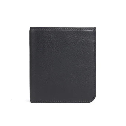 Black leather wallet on a white background