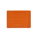 Orange epsom leather cardholder with 'Horologii' branding on a white background