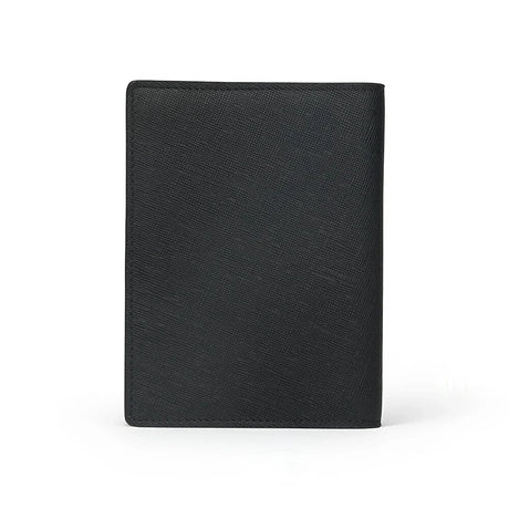 Full view of luxury saffiano leather passport holder back part for private label branding, HIRAM BERON leather goods factory.